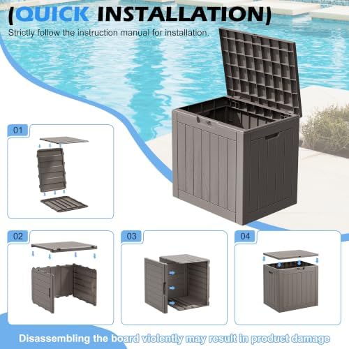 Outdoor Storage Box Waterproof, 35 Gallon Deck Box for Patio Storage