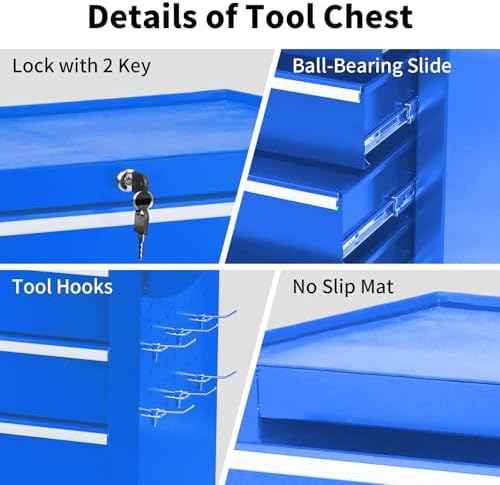 Rolling Tool Chest with Wheels, 5 Drawers Metal Tool Box(Assembly Required)