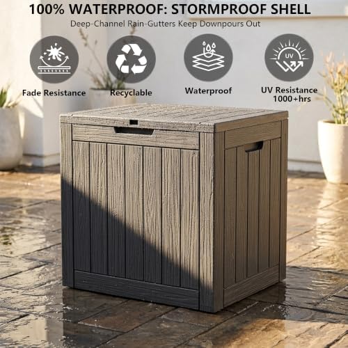 Outdoor Storage Box, 35 Gallon Waterproof Deck Box [Upgraded 3.0]