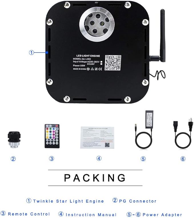 AZIMOM High Brightness 50W Twinkle Fiber Optic Light Source RGBW Light Box