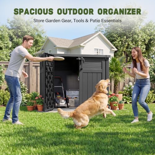 Bifanuo 51 Cu Ft Resin Outdoor Storage Shed, Horizontal Storage Cabinet
