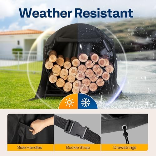 VIVOHOME 32 Inches Firewood Log Rack Hoop with Cover