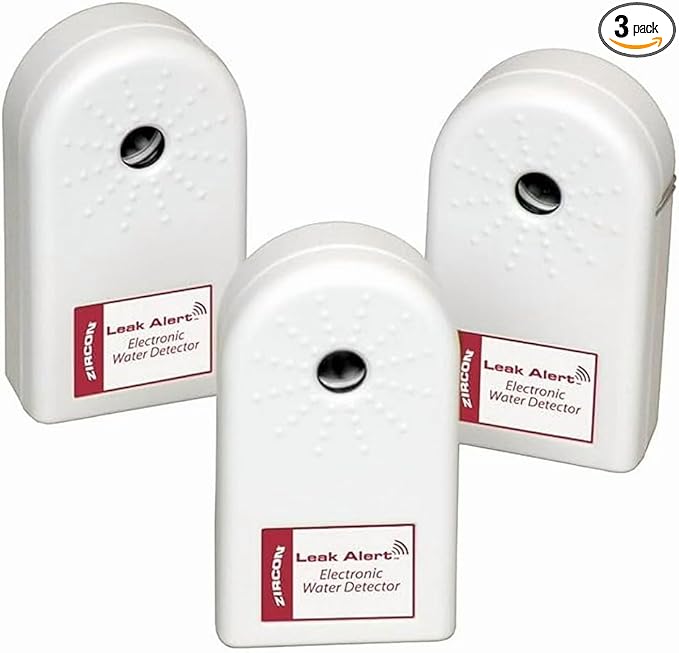 Zircon Leak Alert 3-Pack Water Detector Alarm – 90 dB Battery-Powered Leak &