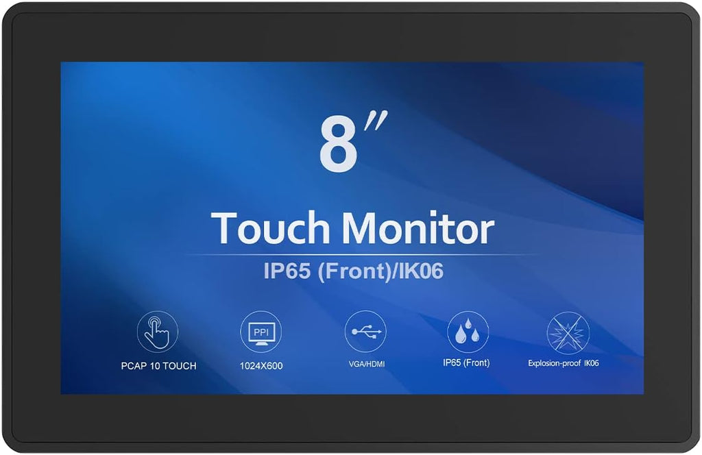 GreenTouch 8 Inch Open Frame 1024x600 HDMI PCAP Touch Monitors