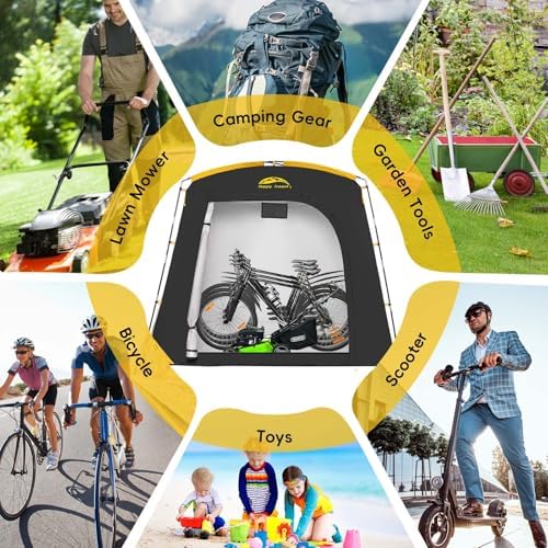 Happy Travel Bike Storage Shed Tent, Waterproof Portable Bicycle Cover Shed