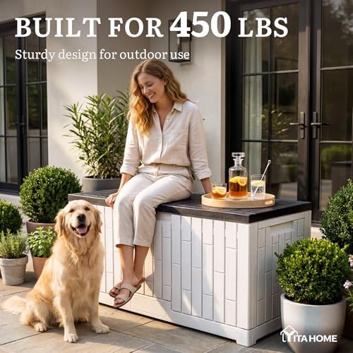 YITAHOME Large Deck Box 120 Gallon Resin Outdoor Storage Box