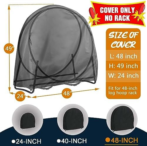 IC ICLOVER 48 Inch Firewood Log Hoop Cover, Waterproof Round Log Rack Cover
