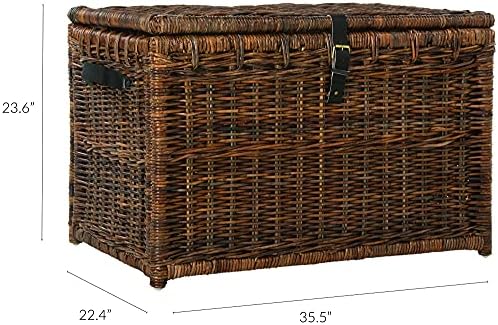 happimess Michael Wicker Storage Trunk Collapsible Chest 35.5", Brown