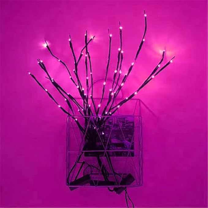 MENCH Branch Lights,6 Pcs Twig Light USB&Battery Powered 8 Flashing Modes by Remote Control.Branch Lights for Indoor, Light Up Decorations for Halloween Day and Christmas,Pink