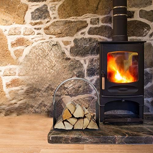relaxdays Firewood Basket for Fireplace, Metal, Nickel-Plated Handle, Log Basket, HxWxD 43.5x40.5x30 cm