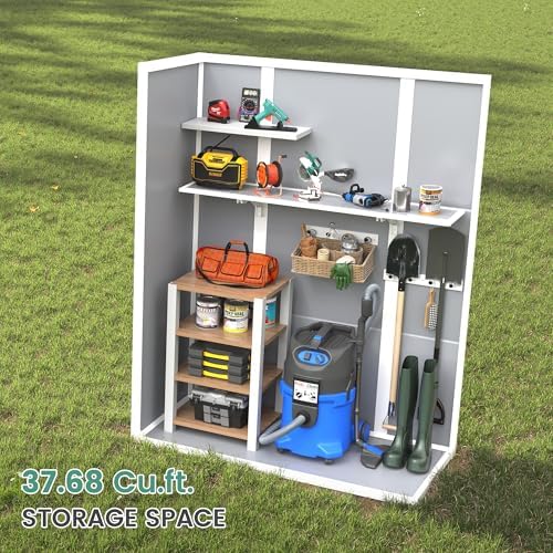 UDPATIO 51 Cu.ft Vertical Outdoor Storage Shed with Shelving Brackets,Grey