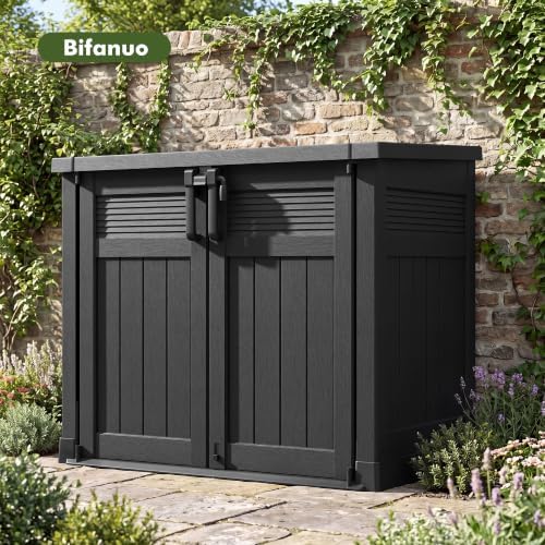 Bifanuo 51 Cu Ft Resin Outdoor Storage Shed, Horizontal Storage Cabinet