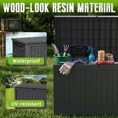 DRATO 310 Gallon Deck Boxes Outdoor Waterproof, Large Lockable Storage Box