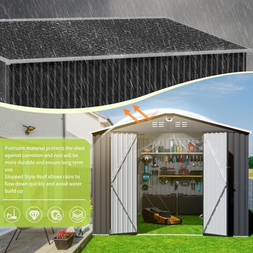 10x14 FT Metal Outdoor Storage Shed, Metal Tool Sheds
