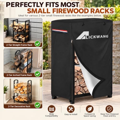 Outdoor Waterproof 17 Inch Small Firewood Rack Cover with Zipper