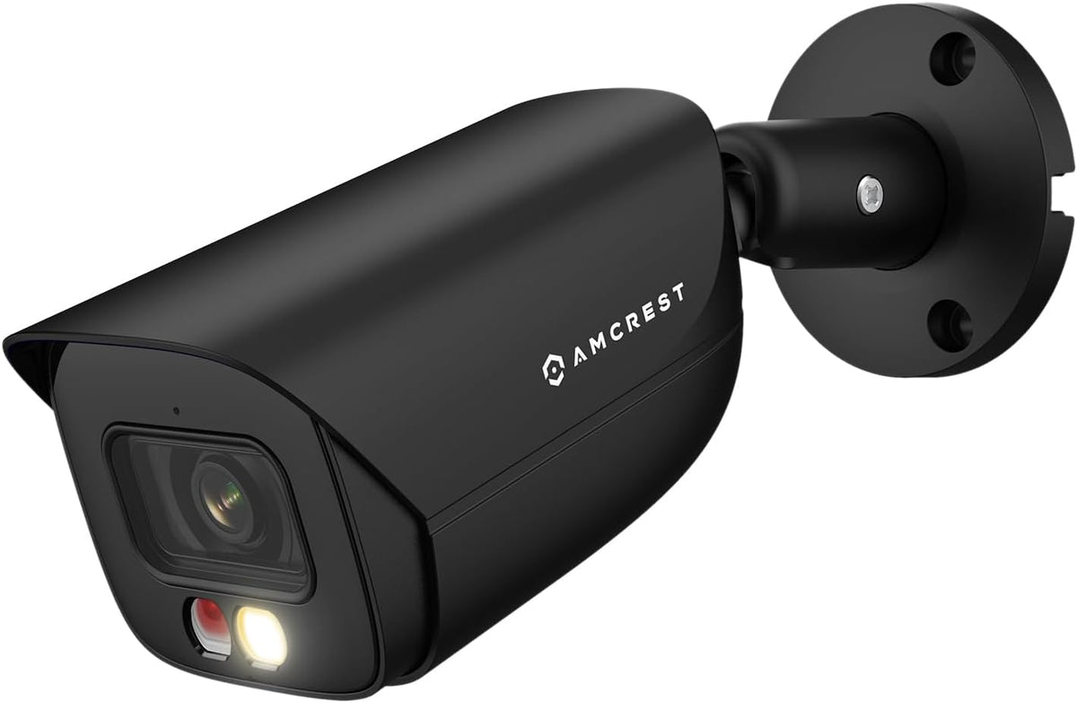 Amcrest 5MP IP PoE AI Camera w/ 49ft Color Night Vision, Security Outdoor Bullet Camera, Built-in Microphone, Human & Vehicle Detection, Active Deterrent, 129° FOV, 5MP@20fps IP5M-B1276EB-AI (Black)