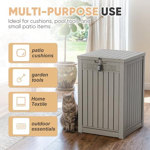 EasyUp 56 Gal Waterproof Outdoor Storage Box UV Resistant Deck Box