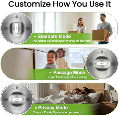 GHome Smart Fingerprint Door Lock, 3 in 1 Smart Fingerprint Door Knob with App Control & Key, Auto Lock, Biometric Door Knobs with Lock for Bedroom, Garage, Home & Office