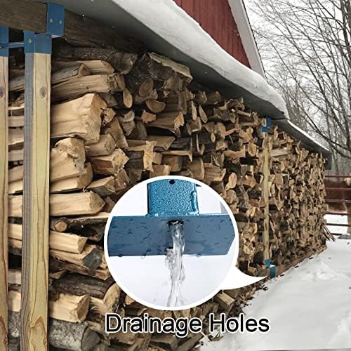 MOFEEZ Outdoor Firewood Log Storage Rack 2x4 Bracket Kit, Fireplace Wood Storage Holder, Adjustable to Any Length - Dark Blue, Two Bases