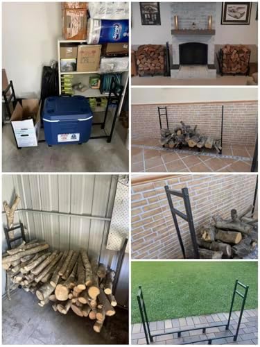 Firewood Rack Outdoor, 44.7" x 9.8" x 31.5", Black