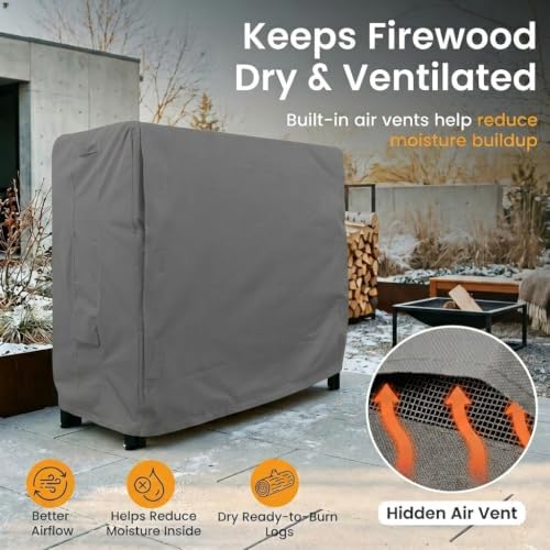 4 Log Rack Cover 4ft, 4 Feet, Grey