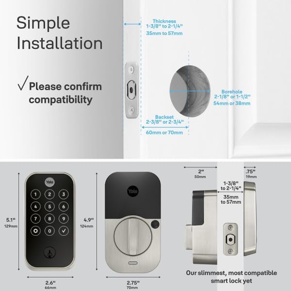 Yale Assure Lock 2 Touch Deadbolt, Black Suede Keyed Smart Entry Door Lock with Valdosta Lever and Wi-Fi Connected Touchscreen Keypad and Fingerprint Scanner for Code Entry, B-YRD420-F-WF1-VL-BSP