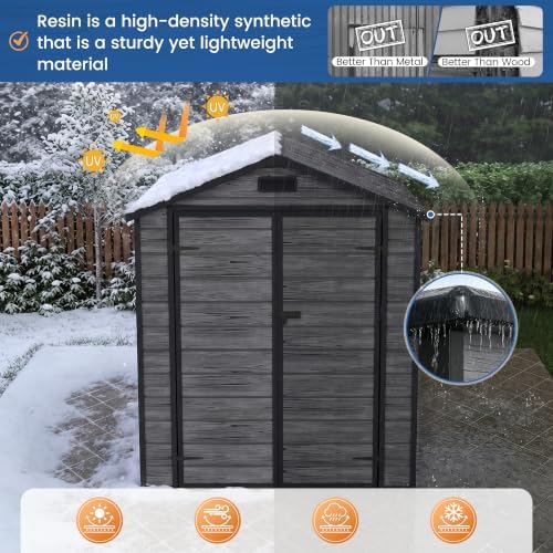 Amopatio 6x4 FT Outdoor Storage Shed with Floor, Dark Grey