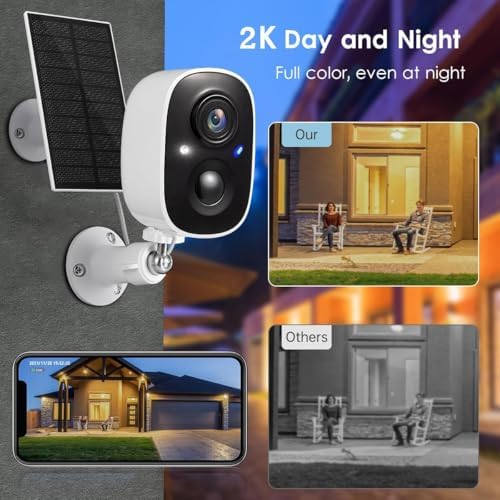 gmk 2 pack solar camera system, security cameras, close-up detail