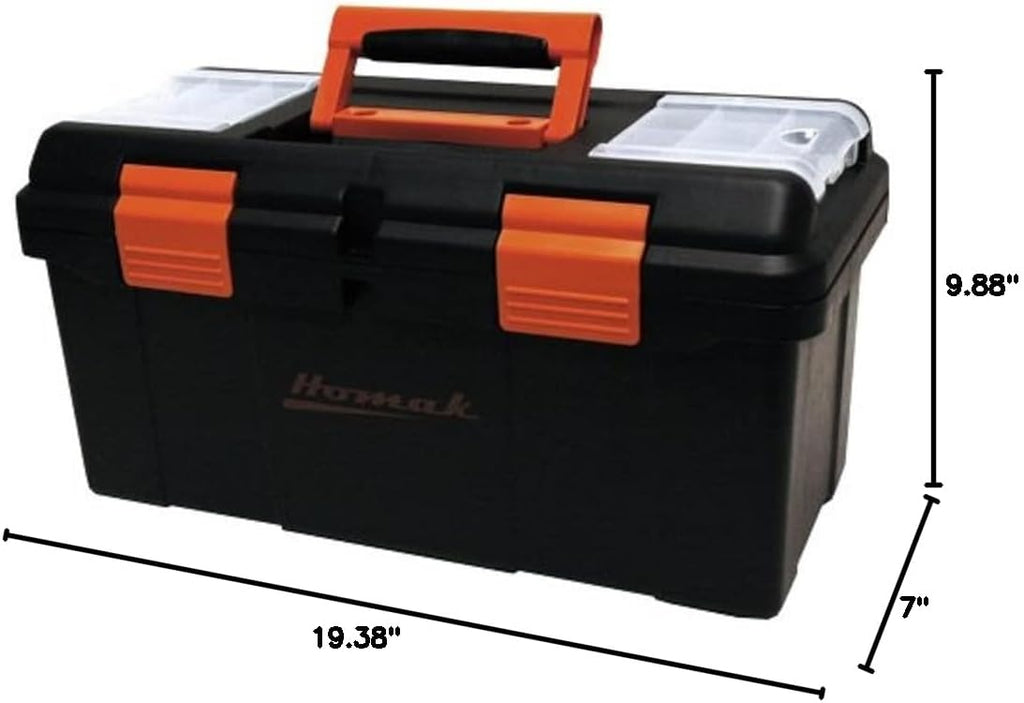 homak plastic tool box with tray and dividers, package contents