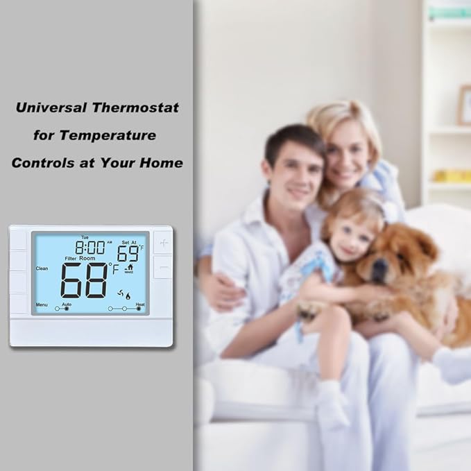 Thermostat for Home, Premium Heat Pump Room Temperature Controller,