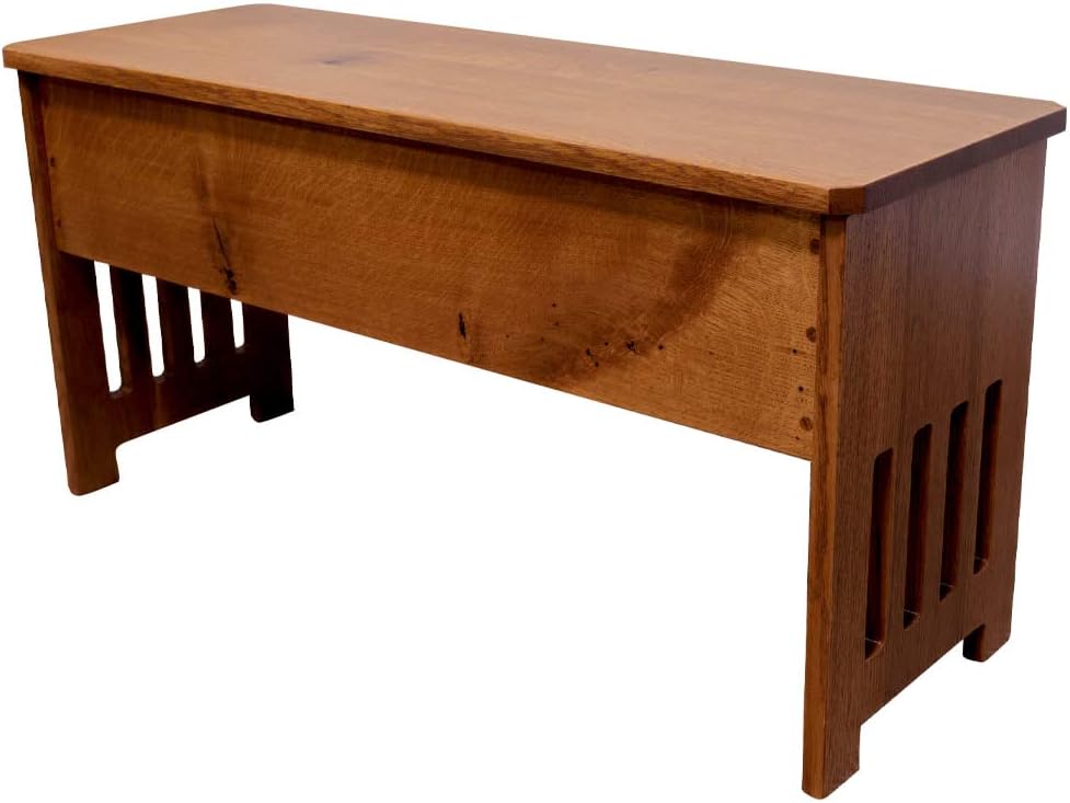 Rustic Red Door Co. Wooden Storage Bench for Entryway with Lid, Mission Style, Solid Rustic Quartersawn Oak Wood with Slats and Anti-Slam Hinges, 60'', Asbury Stain