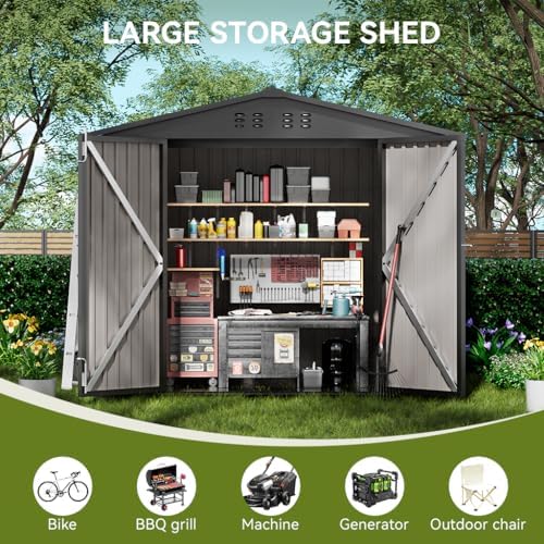 COMHOMA Outdoor Storage Shed Metal Garden Tool House Lockable