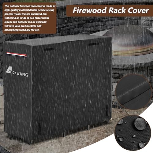 Outdoor Waterproof 4ft Firewood Rack Cover with Zipper