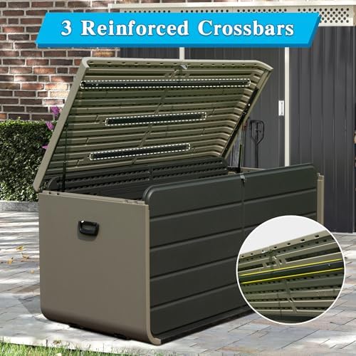 Domi 260 Gallon Resin Deck Box, outdoor waterproof storage box for patio