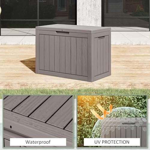 NUNU LAB 45 Gal Deck Box, Outdoor Storage Box Waterproof Lockable,Gray