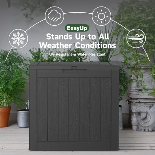 EasyUp 33 Gal Waterproof Outdoor Storage Box UV Resistant Deck Box