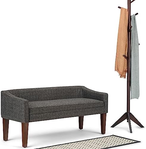 SIMPLIHOME Parris 50" Wide Solid Wood Legs Storage Bench in Ebony