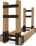 Outdoor Firewood Rack Brackets Kit for Fire Wood Pile Storage, Adjustable log stacking Stand Holder for 2x4 lumber, Black, Set of 2