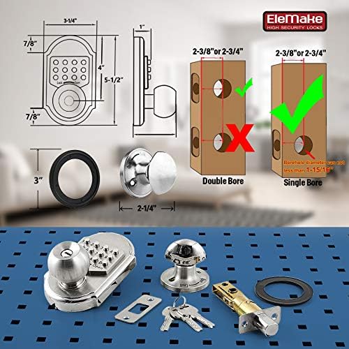 Keyless Entry Keypad Deadbolt Door Lock 304 Stainless Steel 100% Mechanical - No Risk of Low Power