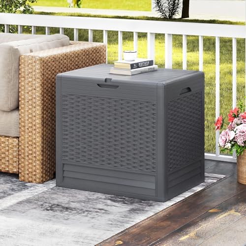 Tangkula 25 Gallon Waterproof Outdoor Storage Box with Lockable Lid