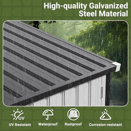 Polar Aurora 12X14 FT Metal Outdoor Storage Shed with Window, Black