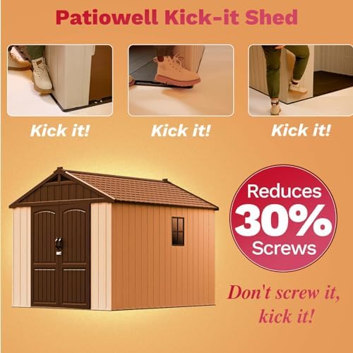 Patiowell 8x10 FT Resin Outdoor Storage Shed with Floor, Beige