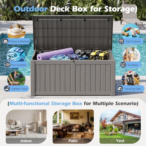 Outdoor Storage Box Waterproof, 160 Gallon Deck Box For Patio Storage