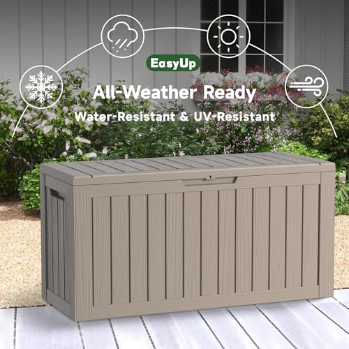 EasyUp 160 Gal Deck Box Waterproof Outdoor Storage Box Gray