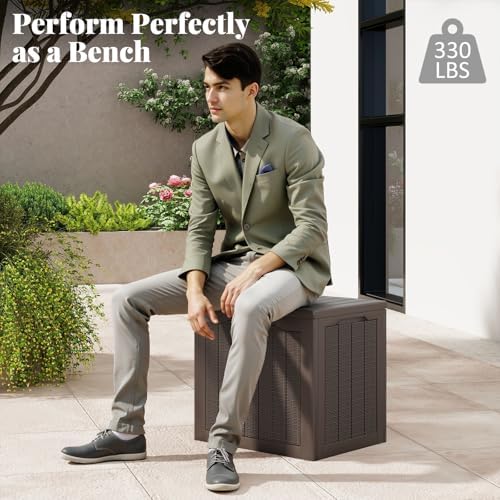 Tangkula 30 Gallon Outdoor Storage Box with Lockable Lid