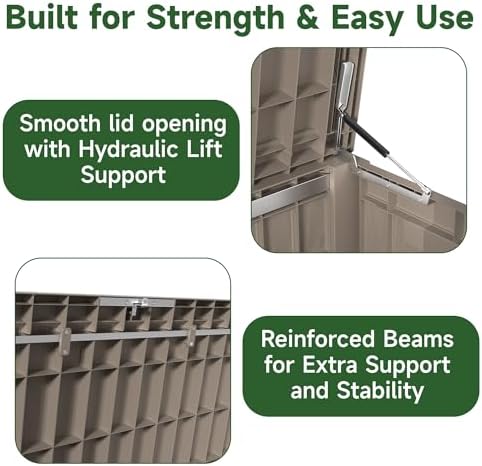EasyUp 150 Gal Outdoor Storage Box Waterproof UV-Resistant Deck Box