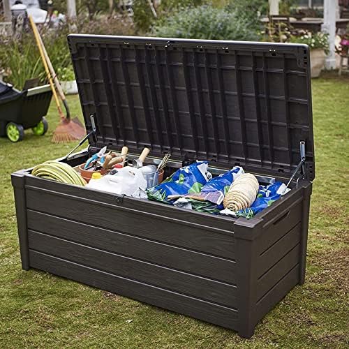 Keter Brightwood Outdoor Storage Deck Box, 120 Gallon, Brown, 2-Pack