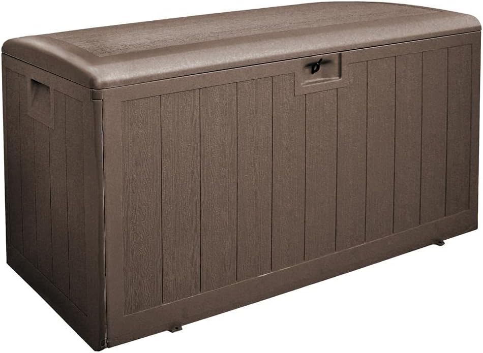 Plastic Development Group Outdoor Deck Box, Soft Close, Java, 130 Gal