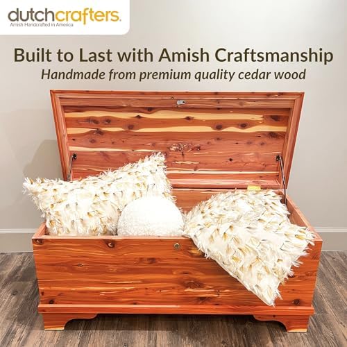DutchCrafters Cedar Wood Blanket Storage for Living Room, Fully Lined Hope Chest, Bedroom Bench, Lockable Storage Box, Locking Chest with Handles and Waterfall Edge - Amish Made in USA (41" Medium)