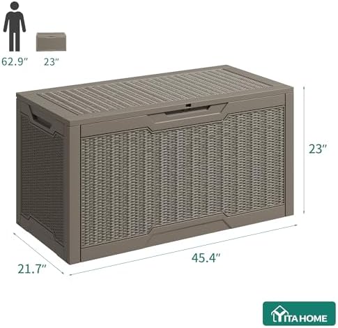 YITAHOME 100 Gallon Large Resin Deck Box Outdoor Storage Boxes for Patio